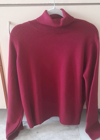 Bordo Kadın Boğazlı Yün Kazak - Görsel 2