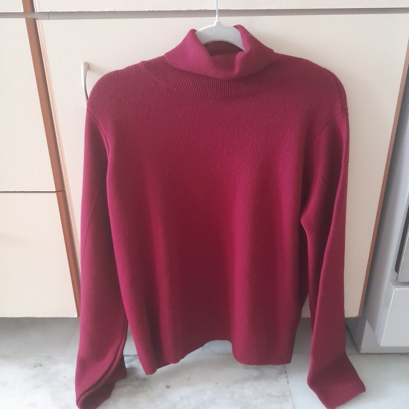 Bordo Kadın Boğazlı Yün Kazak - Görsel 2