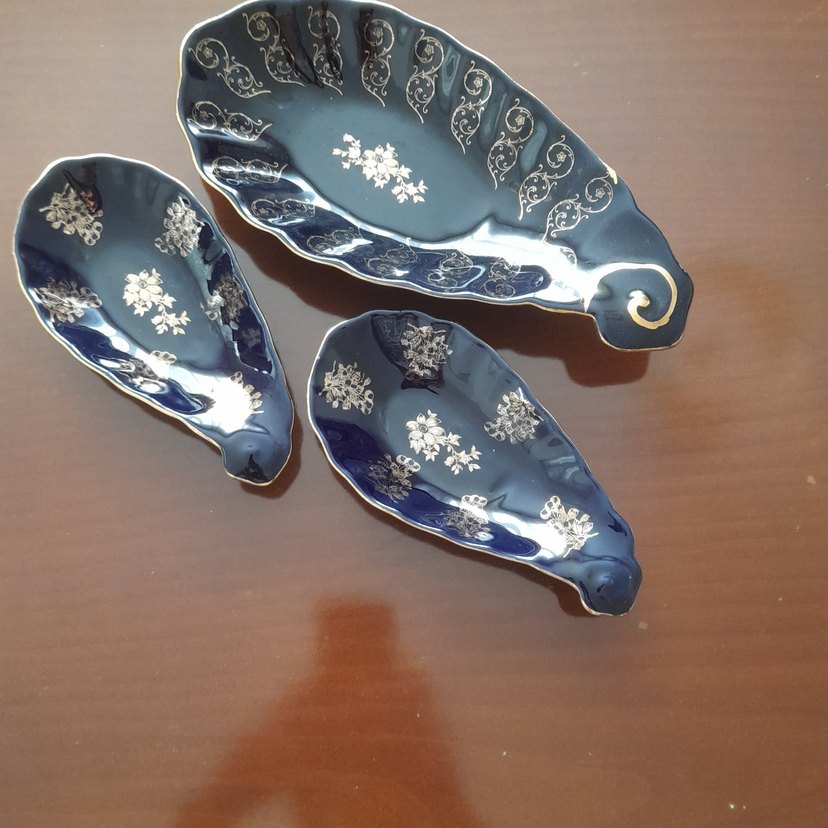 Koyu Mavi Nakışlı Dekoratif Tabak Seti - Görsel 4