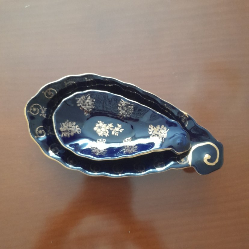 Koyu Mavi Nakışlı Dekoratif Tabak Seti - Görsel 3