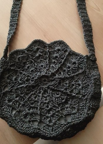 Dantel Detaylı Siyah Örgü Gotik Kadın Çanta - Görsel 2