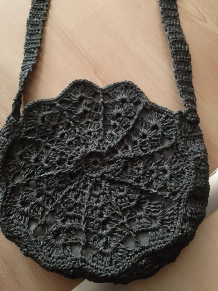 Dantel Detaylı Siyah Örgü Gotik Kadın Çanta - Görsel 2