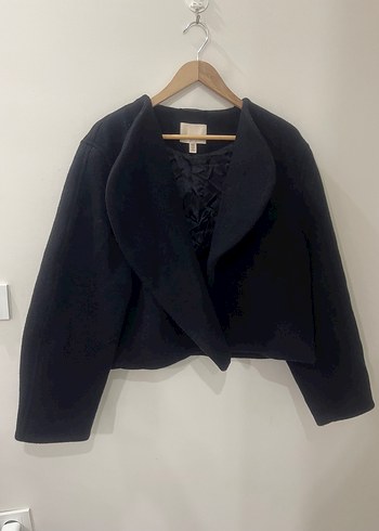 H&M Siyah Midi Kadın Düğmeli Ceket