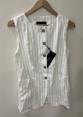 Massimo dutti Düğmeli Keten Kadın Yelek