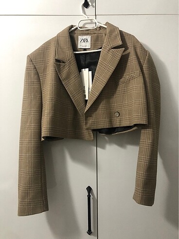 l Beden camel Renk Zara crop blazer ceket