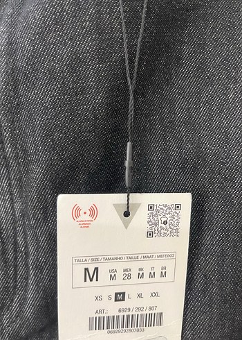 m Beden Zara Siyah Denim Uzun Etek