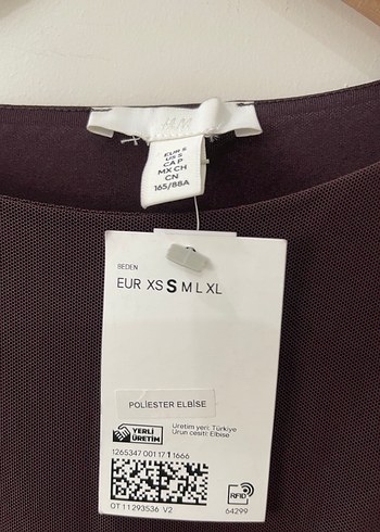 s Beden H&M Kahverengi Drapeli Uzun Kollu Elbise
