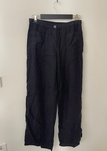 H&M Siyah Rahat Kesim Keten Kadın Pantolon