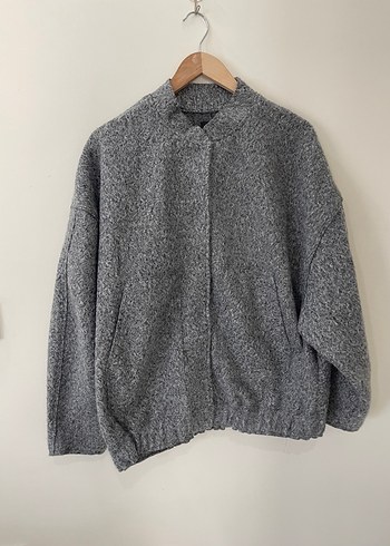 l Beden gri Renk Zara Gri Yün Kadın Bomber Ceket