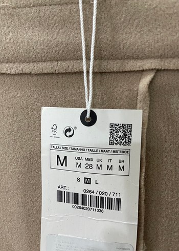 m Beden Zara Bej Kadın Normal Kesim Kumaş Pantolon