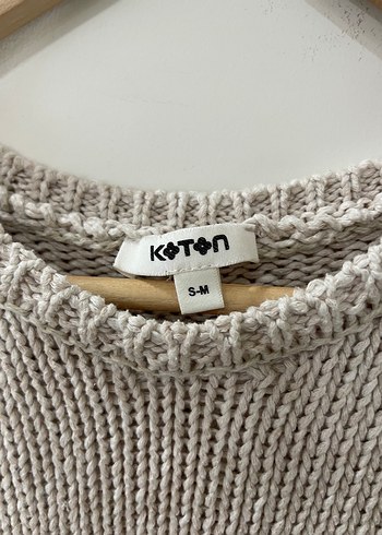 Koton Koton Bej Örgü Püsküllü Kolsuz süveter