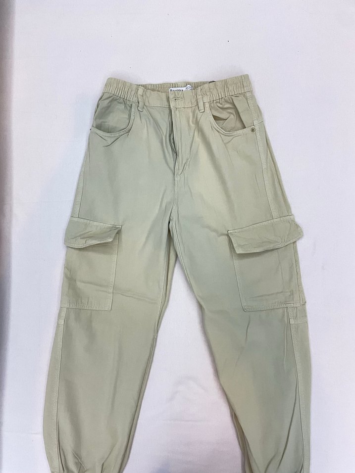 Bershka Bej Kargo Pantolon M beden - Görsel 4