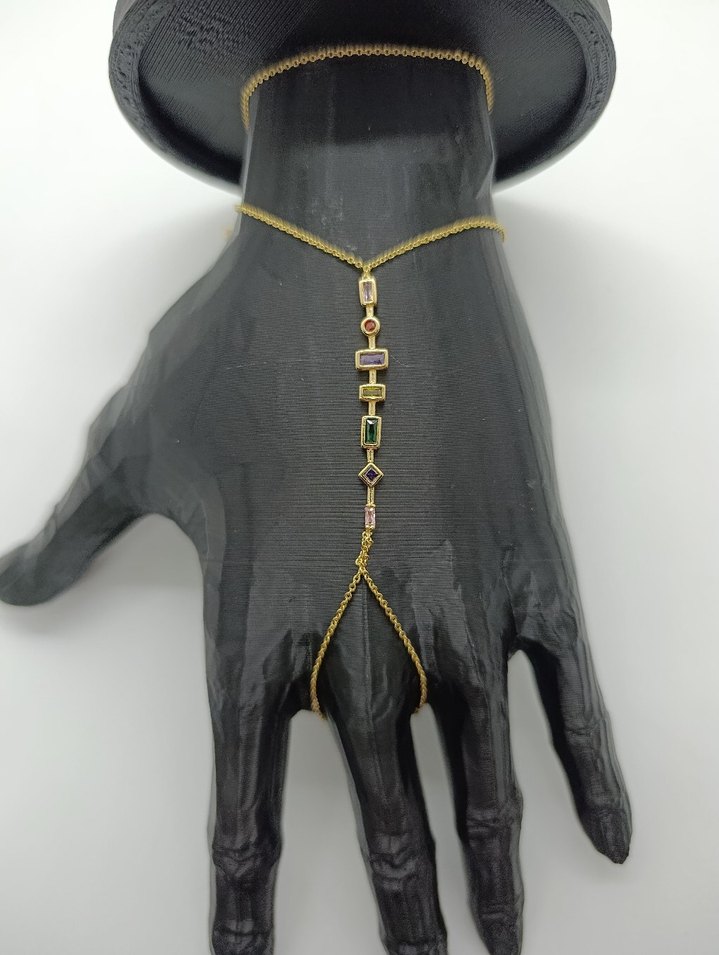 Bohem Çok Renkli Zincir Detaylı Kadın El Zinciri - Görsel 4