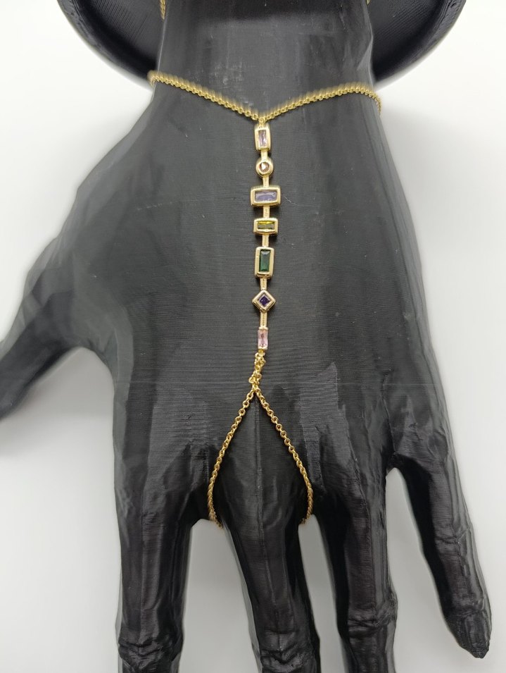Bohem Çok Renkli Zincir Detaylı Kadın El Zinciri - Görsel 3