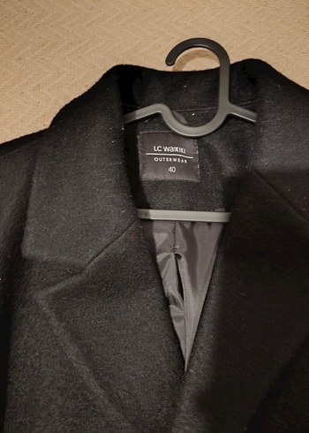 Siyah Çift Düğmeli Yün kaban - Görsel 3