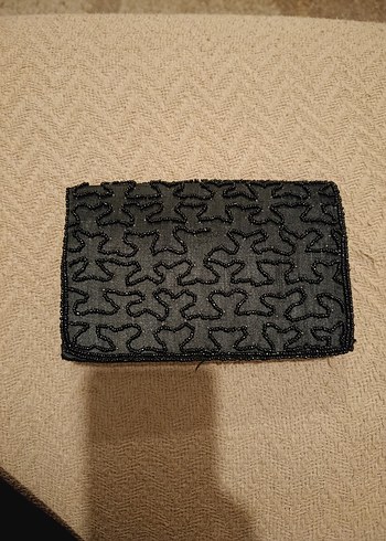 Boncuk İşlemeli Siyah Bohem Kadın Portföy Çanta - Görsel 2