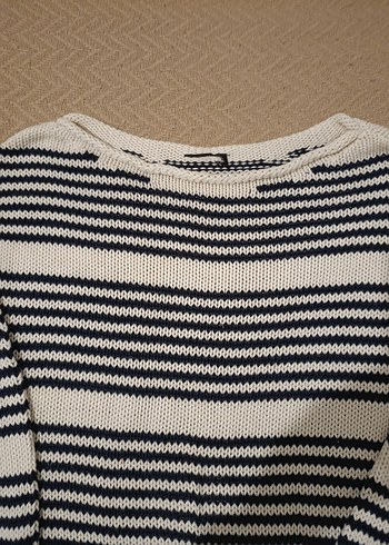 Kadın Çizgili Örgü Kazak - Görsel 2