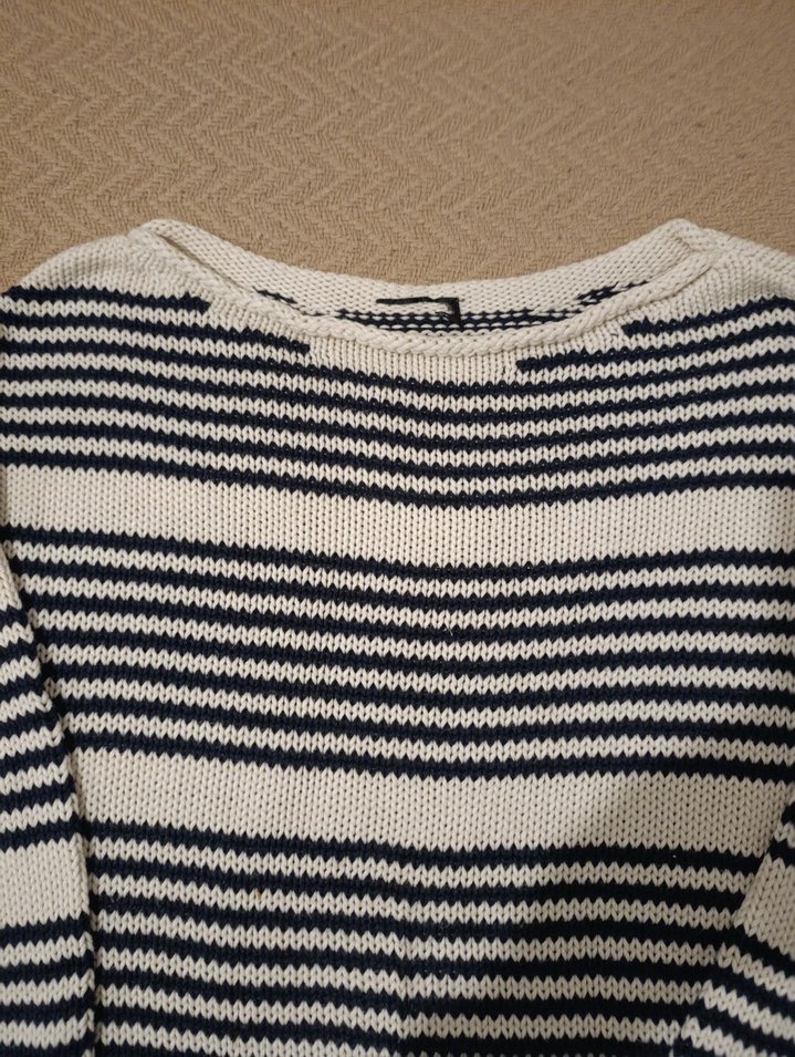 Kadın Çizgili Örgü Kazak - Görsel 2