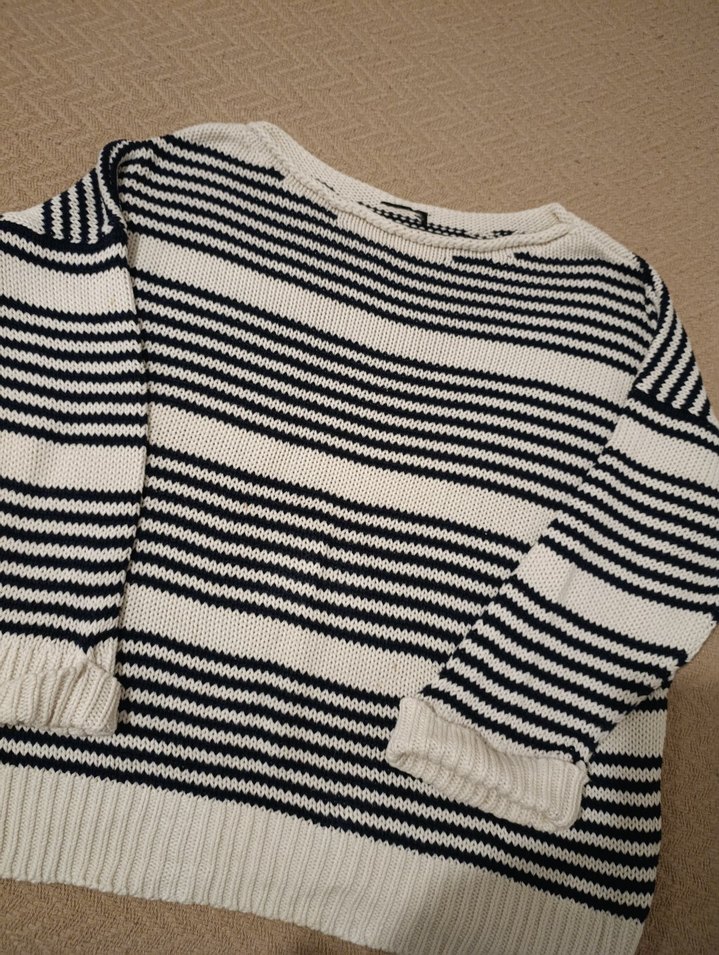 Kadın Çizgili Örgü Kazak - Görsel 3