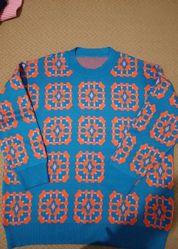 Çok Renkli Örgü Kadın Kazak - Görsel 3