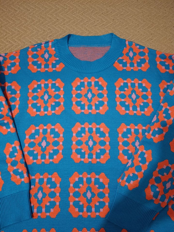 Çok Renkli Örgü Kadın Kazak - Görsel 2