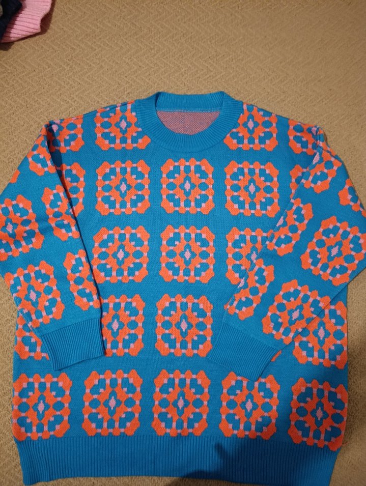 Çok Renkli Örgü Kadın Kazak - Görsel 3