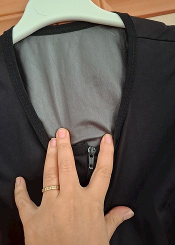 Fermuarlı Siyah sauna Kısa Kollu Kadın Üstü - Görsel 5