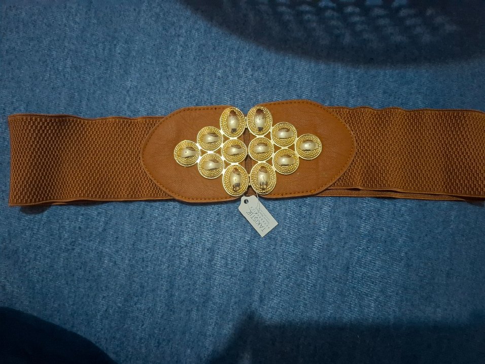 Kadın Kahverengi örme lastikli Kemer - Görsel 2