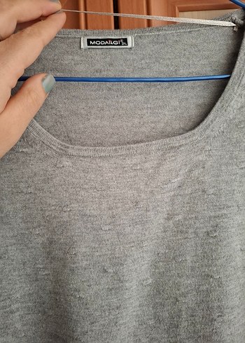 Gri Kadın Uzun Kollu Basic Triko - Görsel 2