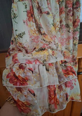 Çiçek Desenli Bohem Mini Elbise - Görsel 3