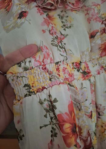 Çiçek Desenli Bohem Mini Elbise - Görsel 5