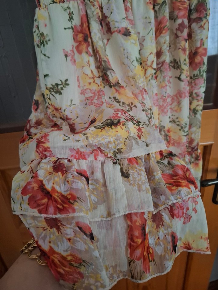 Çiçek Desenli Bohem Mini Elbise - Görsel 3