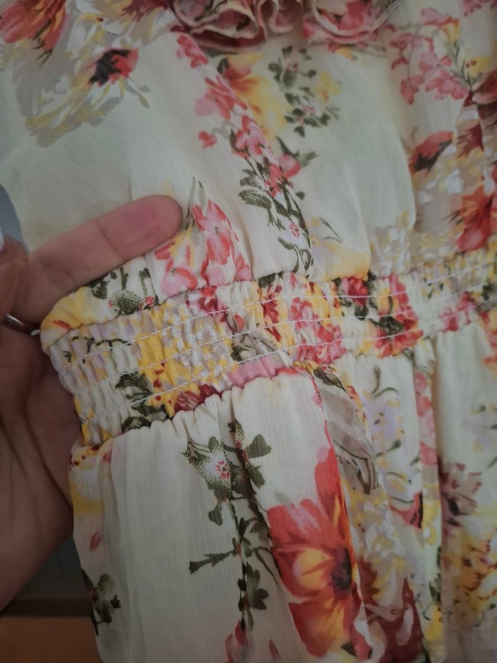 Çiçek Desenli Bohem Mini Elbise - Görsel 5