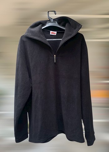 Gri - Siyah Yarım Fermuarlı Polar Sweatshirt - Görsel 2