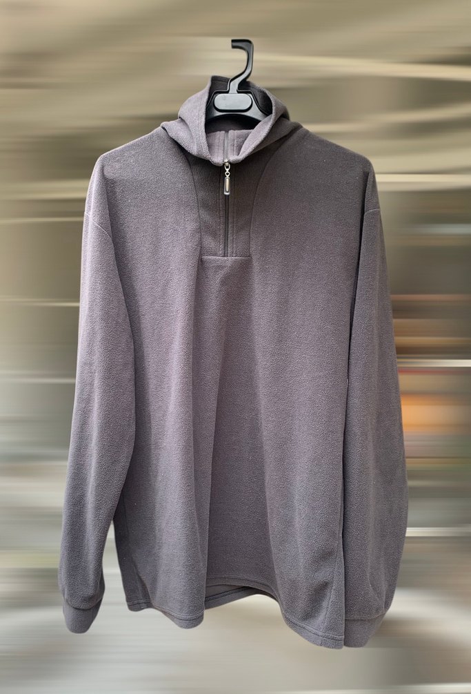 Gri - Siyah Yarım Fermuarlı Polar Sweatshirt - Görsel 4