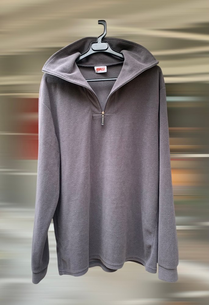 Gri - Siyah Yarım Fermuarlı Polar Sweatshirt - Görsel 5