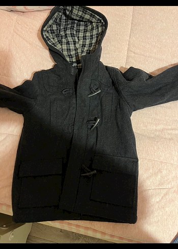 Erkek Çocuk Gri Düğmeli Street Wear Kaban