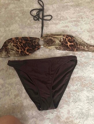 Kahverengi leopar bikini takımı
