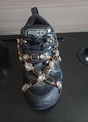 38 Beden Gucci Flashtrek siyah taşlı spor ayakkabı