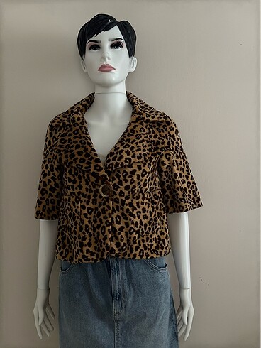 Mango Mango leopar crop ceket
