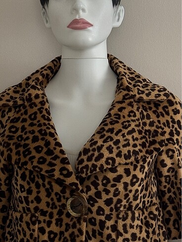 s Beden kahverengi Renk Mango leopar crop ceket