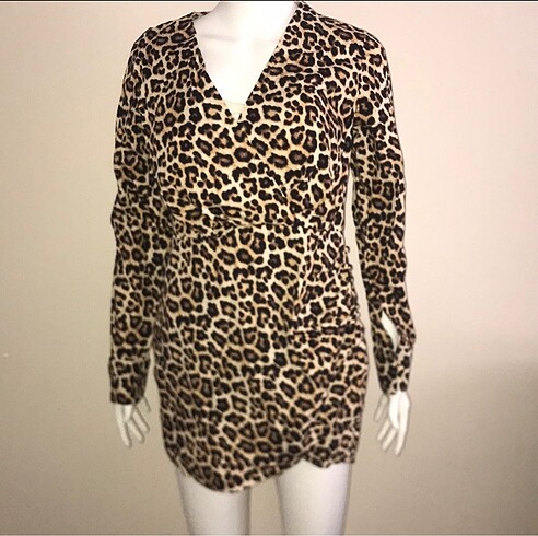 BSL FASHION Bsl leopar mini elbise