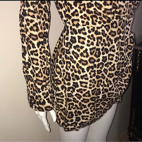 Bsl leopar mini elbise