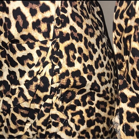 l Beden siyah Renk Bsl leopar mini elbise