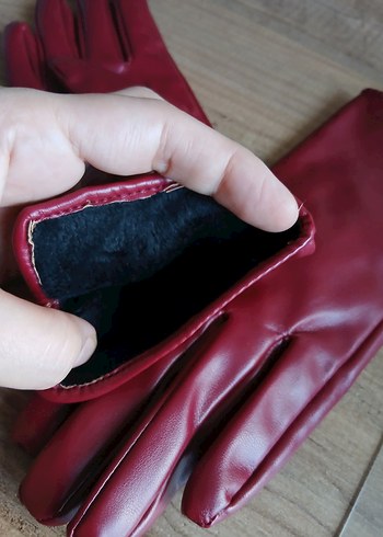 Koton  Bordo Deri Kadın Eldivenleri - Görsel 4
