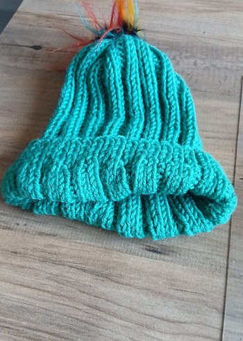 Turkuaz El Örgüsü Kadın Bere - Görsel 4