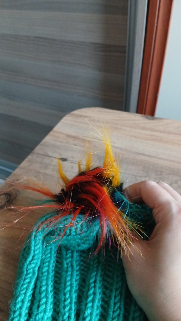 Turkuaz El  Örgüsü  Kadın Bere - Görsel 2