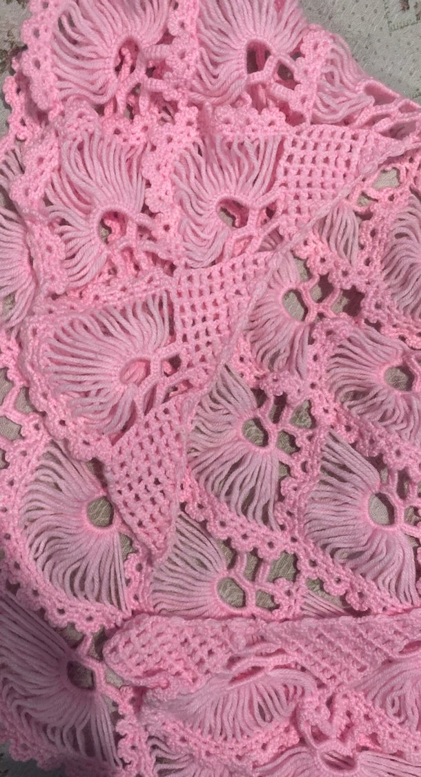 Pembe Dantel Detaylı Örgü bebek şalı - Görsel 3