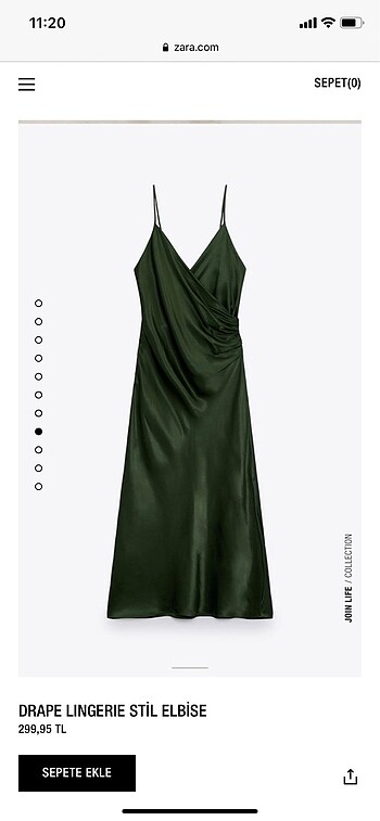 Zara saten elbise