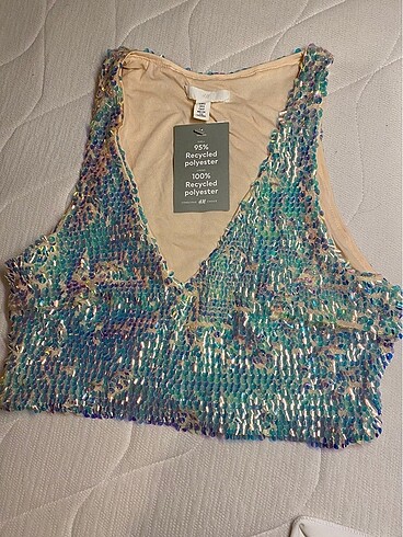s Beden ten rengi Renk H&M payetli crop